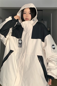 冬款贴标连帽情侣款中性防水防风加绒加厚保暖滑雪服外套M35-P125图片