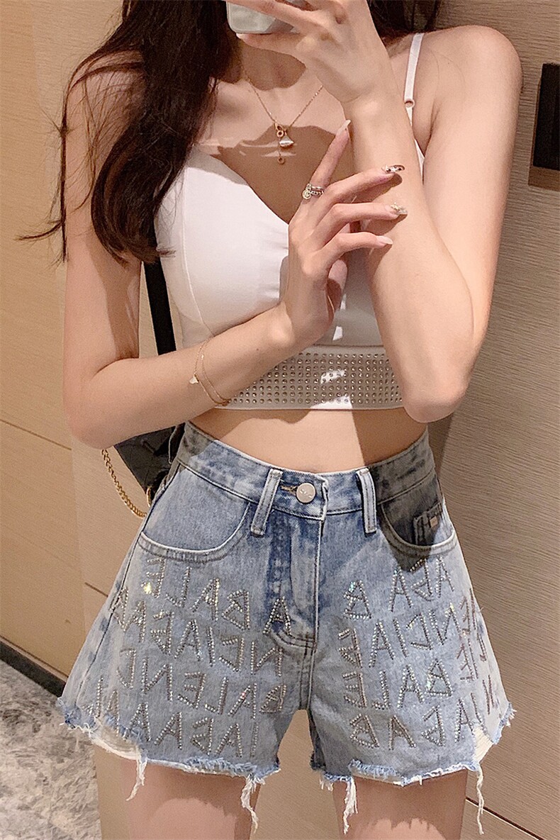 20新款夏季女装短裤潮韩版宽松显瘦烫钻女装热裤xz905-1-511,女装牛仔裤,星座905-1