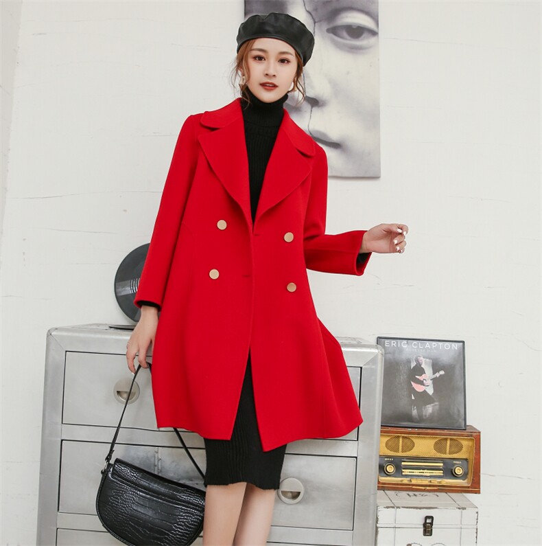 断码特价100纯羊毛外套舒适保暖个性优雅显瘦羊毛呢双面羊绒大衣，女装毛呢外套，美吧服饰