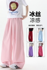 8XL-M多巴胺冰丝垂感慵懒山本裤男夏拖地裤子阔腿休闲裤KZ051P30，男装休闲裤，电商B312