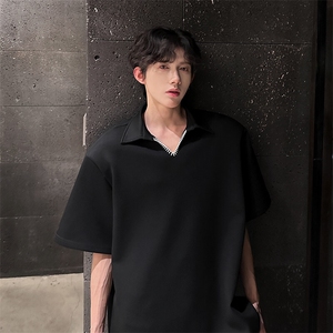 辑线垫肩重磅设计夏季V短袖 翻领Polo衫美式T恤918 P42图片