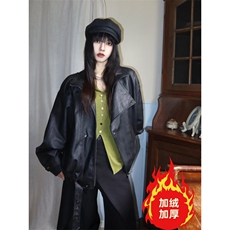 高级感加绒皮衣外套痞帅街头机车服韩PU皮夹克衫Y1027-P108网图，女装皮衣，电商B245