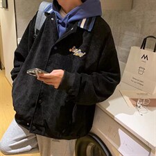 棒球服外套潮牌ins复古灯芯绒夹克男春季港风宽松上衣服J083-P60,男装夹克,星座1008