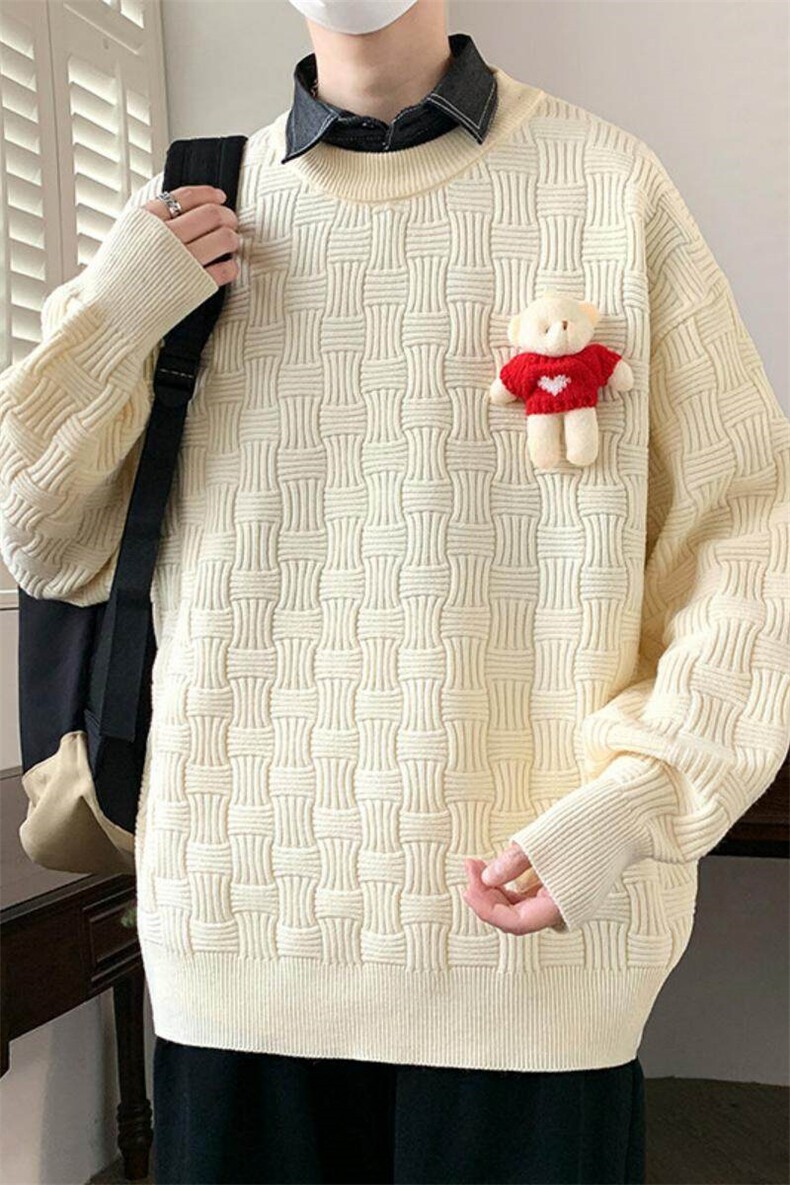 76269-特P70秋冬新款休闲毛衣男长袖针织衫港风宽松毛衣打底衫,男装针织衫/毛衣,电商D310B