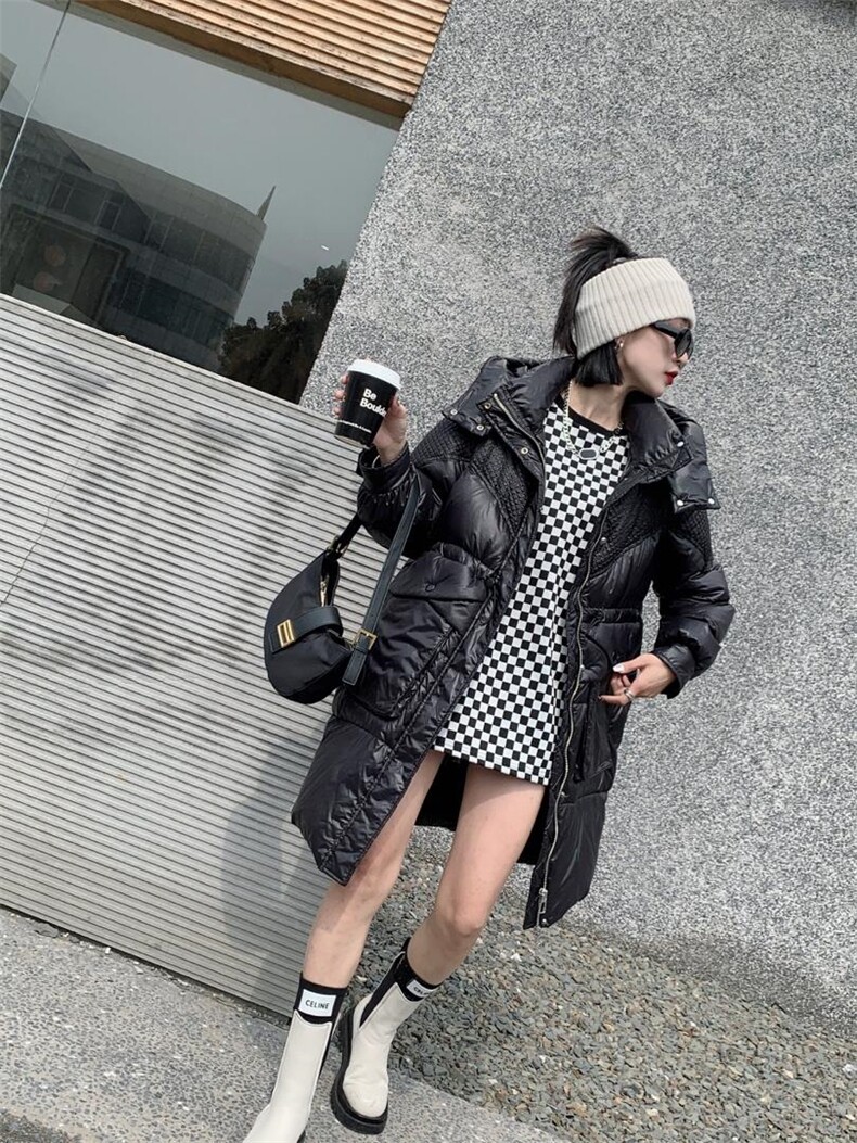 拼接90绒羽绒服，女装羽绒服，米壹