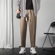 磨毛休闲男裤子秋冬季修身小脚哈伦裤毛呢纽扣裤脚九分裤子VS049，男装休闲裤，星座1116A-2（原606A-1）