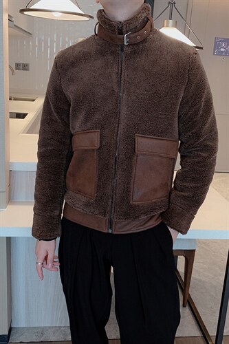 颗粒绒外套男冬季加厚毛绒棉服网红ins痞帅外套棉衣M003P140控170图片