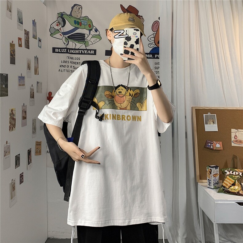 2021港风圆领青春休闲大码运动日系原宿潮流男士短袖宽松728F25,男装T恤,星座227-7
