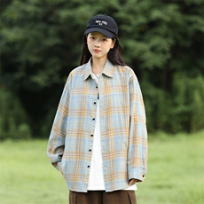 25年春季格子衬衫长袖大码宽松落肩现货DS-C323-1-2379-特批30，男装衬衫，电商C323-1