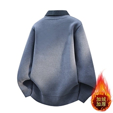 W25273-P60秋冬款翻领针织毛衣男潮牌加绒加厚卫衣外套时尚打底衫，男装T恤，电商D310B