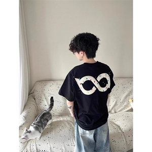 万针全刺绣工艺抖音得物高品质260克重磅纯棉双纱美式高街短袖T恤图片