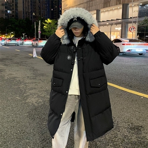 现货 中长款棉衣男冬季加厚棉袄宽松连帽毛领棉服外套M107-P120图片