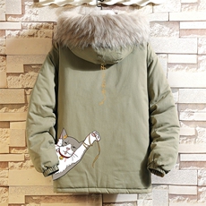 MM48013-P130冬季大毛领衣男士大码加厚袄男服砖墙挂拍，男装棉衣，电商A040A