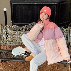 韩版渐变色棉服女2025冬季新款宽松棉衣外套学生面包服潮，男装棉衣，星座506A