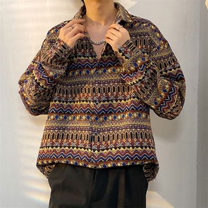 小众民族风加厚长袖衬衫男青少年花色外套百搭加厚衬衣CS905-P55图片