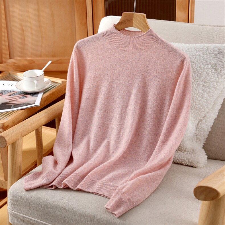 2026年秋季时尚百搭通勤简约休闲无缝半高领，女装羊绒衫，昭美纯山羊绒