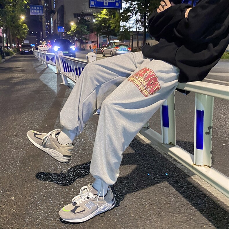 港风休闲裤男潮流宽松束脚裤运动印花卫裤NK05-P50,男装休闲裤,星座1501