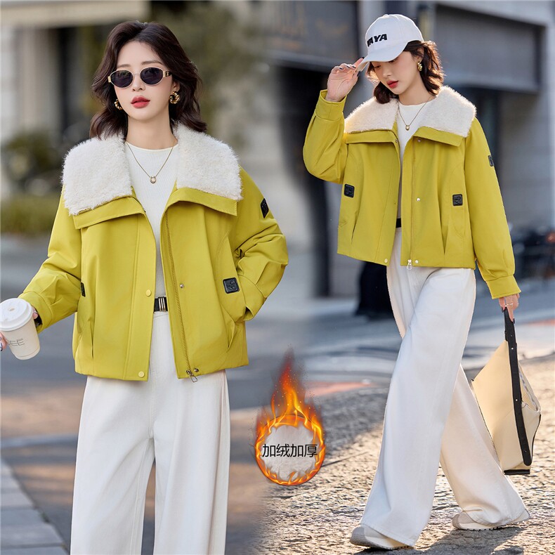 2025冬装新款休闲加绒棉衣外套，女装棉衣/棉服，依路服饰