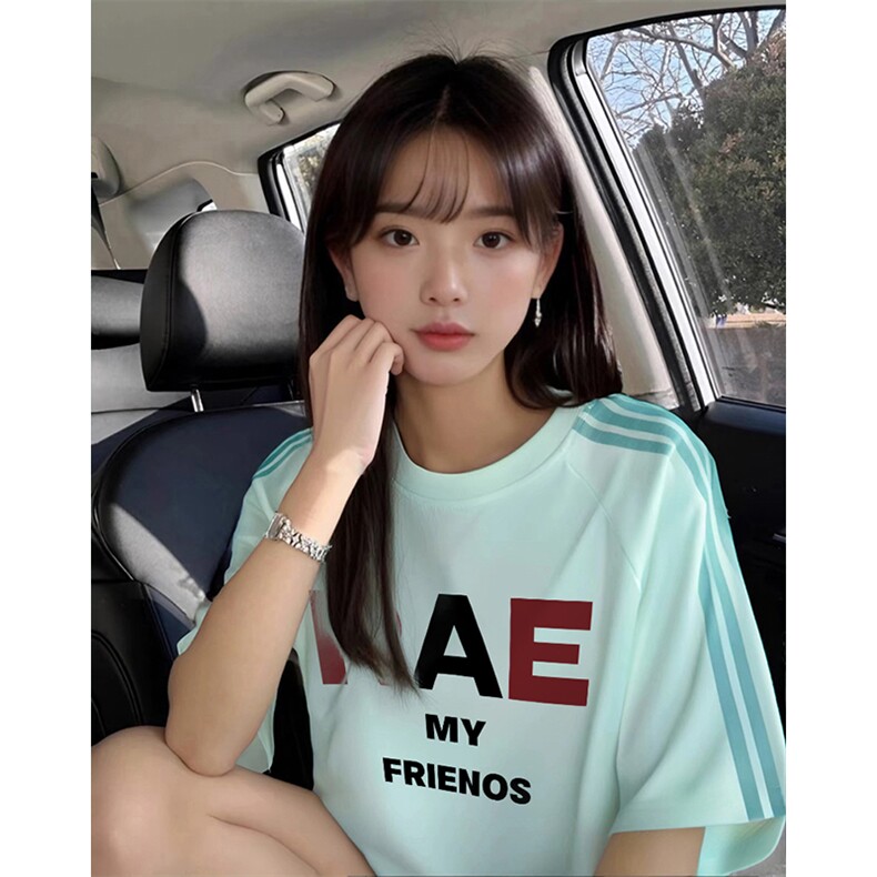 抖音得物品质二开240克宽松纯棉美式潮牌印花三条杠中性风短袖T恤,男装T恤,电商A486-1