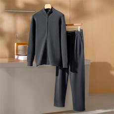2025秋冬百搭时尚简约套装开衫和裤子，男装羊绒套衫，澳坤羊绒