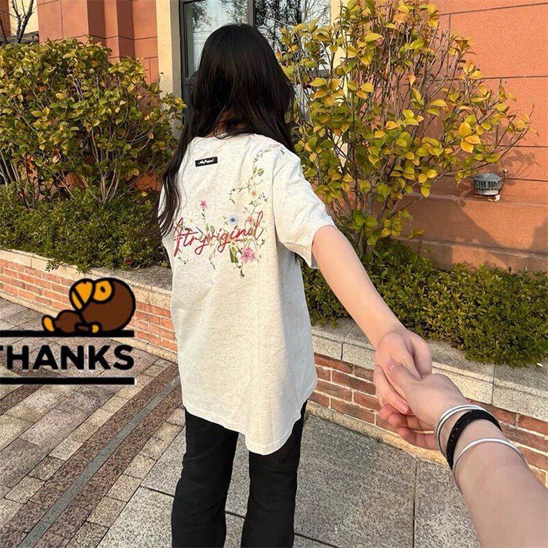 万针全刺绣工艺抖音得物高品质260克重磅纯棉双纱美式高街短袖T恤,男装T恤,电商A486-1