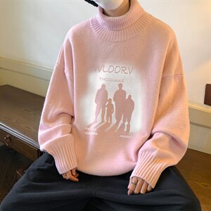 高质量！秋冬季高领毛衣男士加绒加厚翻领针织衫男毛线衣FL50-P45图片