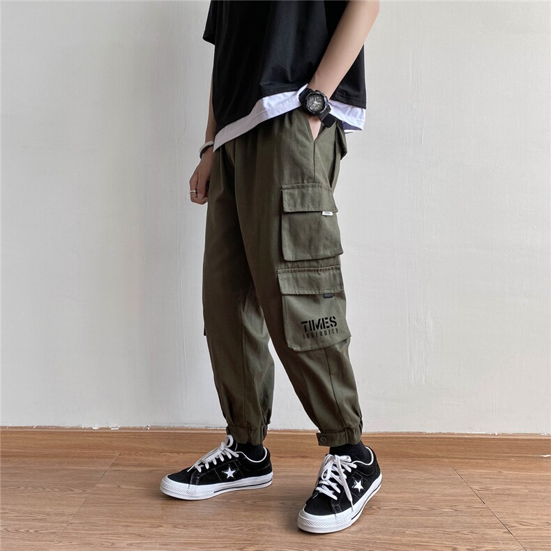 2025夏秋纯棉港风男美式宽松直筒束脚休闲裤工装裤K5251P45，男装工装外套，星座225-5