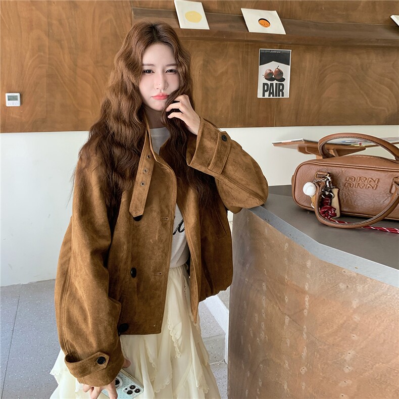 新品主推大货已出！复古麂皮夹克2C213-905-P155-K228,女装短外套,2C213