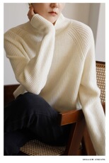 设计感高领打底衫女宽松套头针织毛衣高级感百搭羊，女装针织衫/毛衣，解氏羊绒