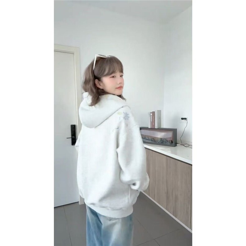 5437-P62高质量/万针绣花/白金拉链字母连帽开衫卫衣,女装卫衣/绒衫,星座617A-2