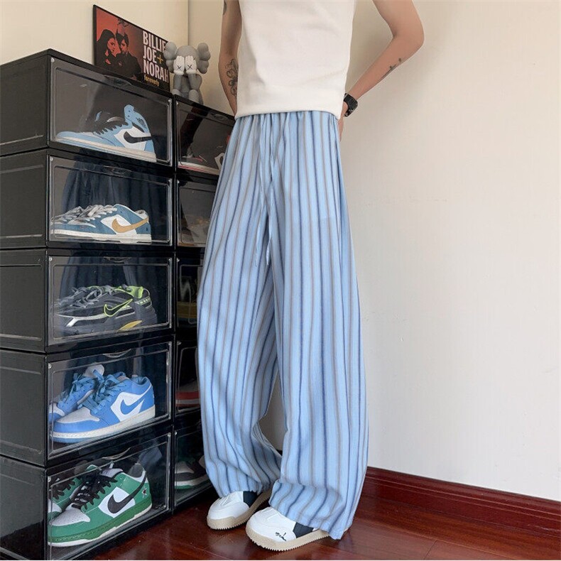 抖音品质春夏新款潮流条纹宽松休闲裤B315-K25716-特p40控78,男装休闲裤,电商B315