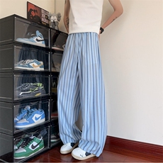 抖音品质春夏新款潮流条纹宽松休闲裤B315-K25716-特p40控78，男装休闲裤，电商B315