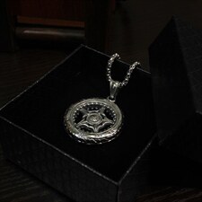 礼盒装欧霸气轮胎个性吊坠创意挂坠美复古吊坠钛钢男项链，项链，星座510A-1