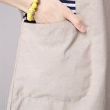 宽松腰圆领条纹2021年夏季短袖中裙连衣裙，女装连衣裙，独衣靓