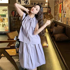 现货紫色无袖上衣花苞裙套装2C206-L507-P135-K188，女装套装/套裙，2C206
