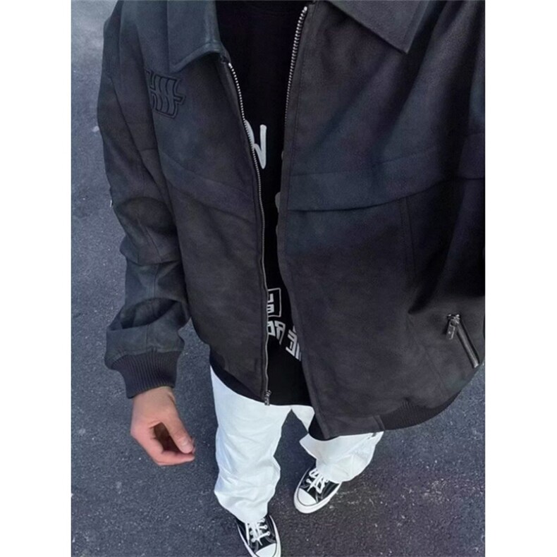 秋季夹克男士外套男款春秋款潮牌宽松休闲翻领上衣服JK38,男装夹克,星座1116A（原606A-3）