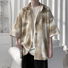 2023夏季短句风帅气抽象涂鸦宽松男士衬衫A071-C13-P35，男装衬衫，电商A071