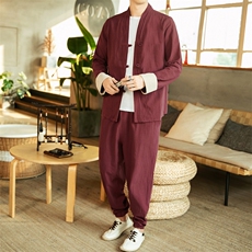 风唐装盘扣夹克中式居士服宽松大码汉服套装男装A821-P110，男装夹克，钱塘788(原4013)