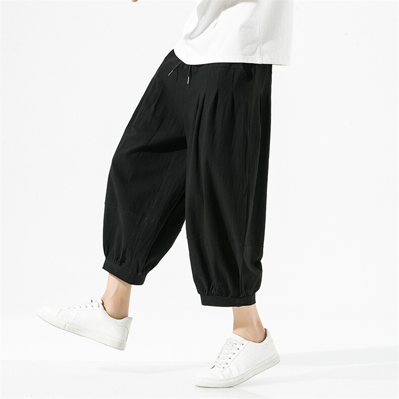 风棉麻九分裤男士休闲阔筒裤宽松大筒裤XZ314A-1-K1014-P30，男装休闲裤，星座1513