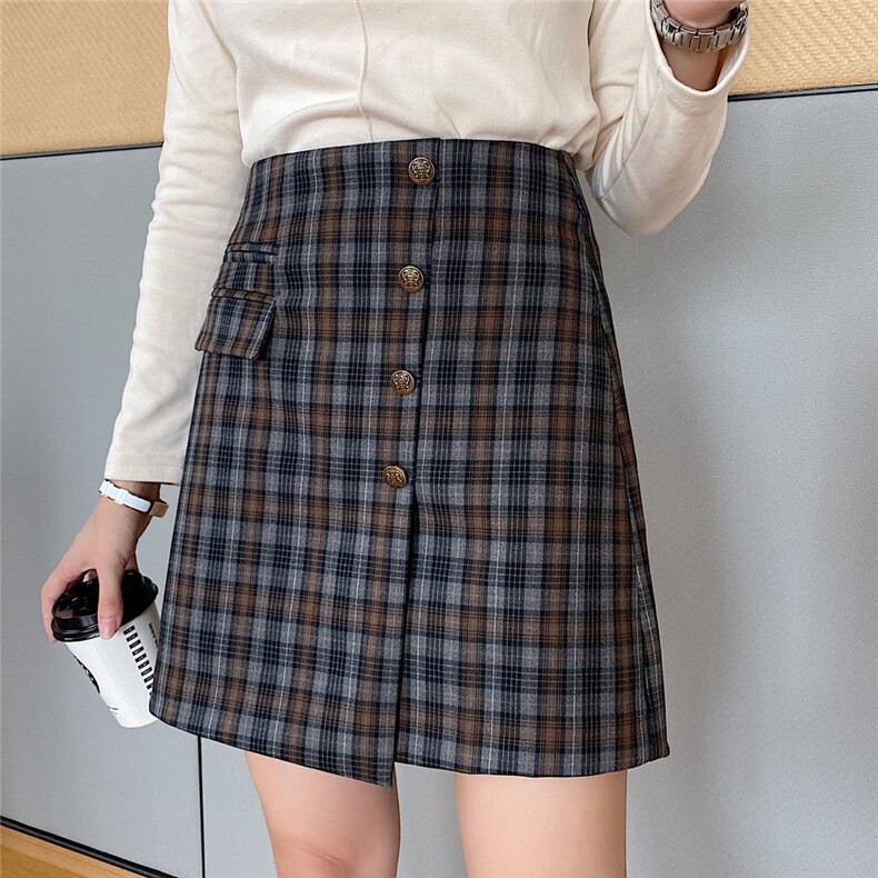 格子半裙，女装半身裙，雪莉·金