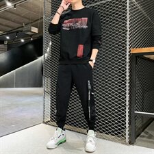 新款春秋男士休闲卫衣ins潮流百搭宽松两件套套装DS988T，男装卫衣，电商A102