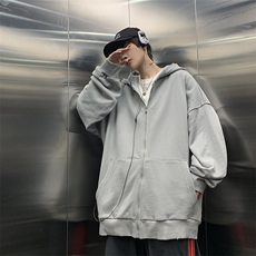 XZ213-JK20-P85控98港风大码纯色ins高街潮牌简约开衫连帽卫衣，男装卫衣，星座213