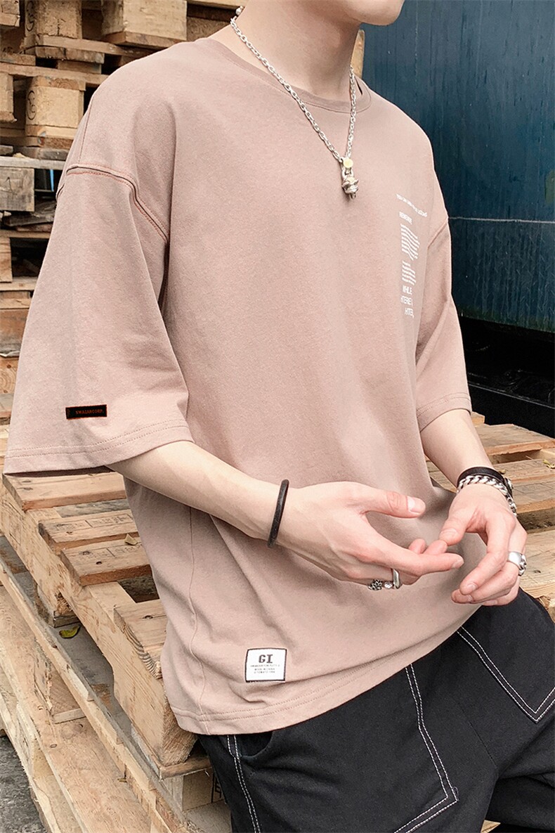 夏季男士短袖t恤休闲百搭5分袖打底衫潮流上衣服DS345TP25,男装T恤,电商A102