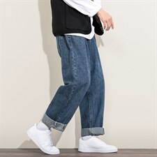 2023秋季新日系白墙大码男加绒加厚直筒大裤阔腿牛仔裤N81311-P60，男装牛仔裤，电商A082