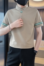 主推款2025夏季翻领短袖T恤织带设计高级感Polo衫T9516-P48，男装T恤，电商D342