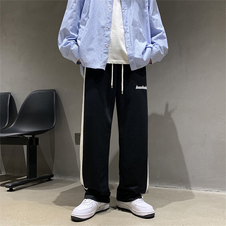 裤子男小众设计感休闲长裤春款百搭直筒阔腿裤K01949-P35,男装休闲裤,星座308B-1