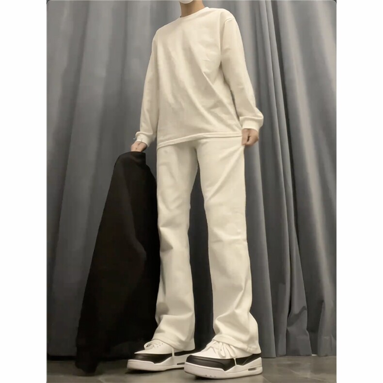 白色牛仔裤男cleanfit微喇裤子KZBNZ01-P53,男装牛仔裤,星座1007（原301D）