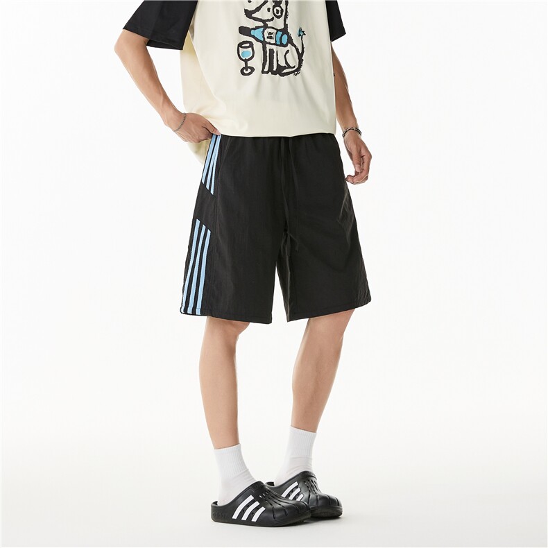 夏季新款美式潮流条纹宽松休闲冰丝五分裤B315-K25792-特p25控48,男装牛仔裤,电商B315