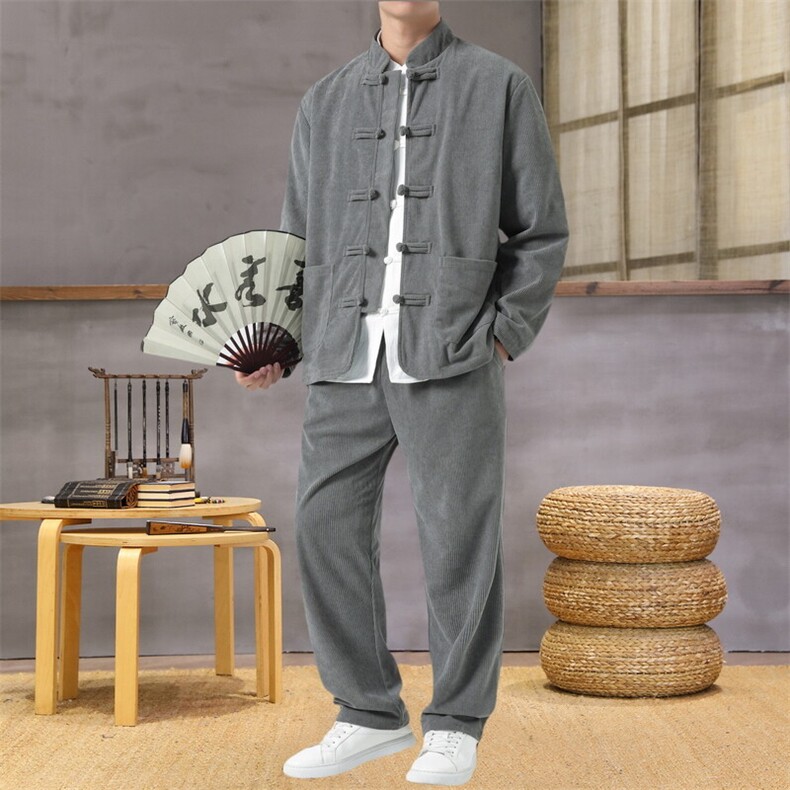 男士外套灯芯绒夹克套装盘扣立领风XZ1512-2501套装-P110,男装夹克,星座1512