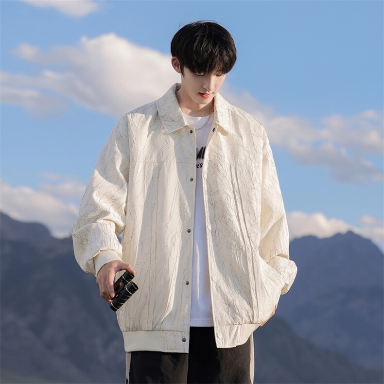 G0120-P82 秋季新款日系cityboy肌理感翻领宽松夹克图片